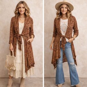 Susan Lawrence Multicolor Knit Cardigan with Tie Front